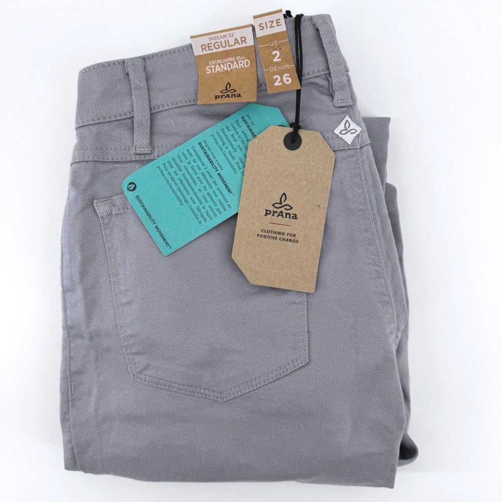 PrAna Kayla‎ Slim Fit Jean Womens 2 / 26 Storm Cloud Grey Stretch Denim Gray